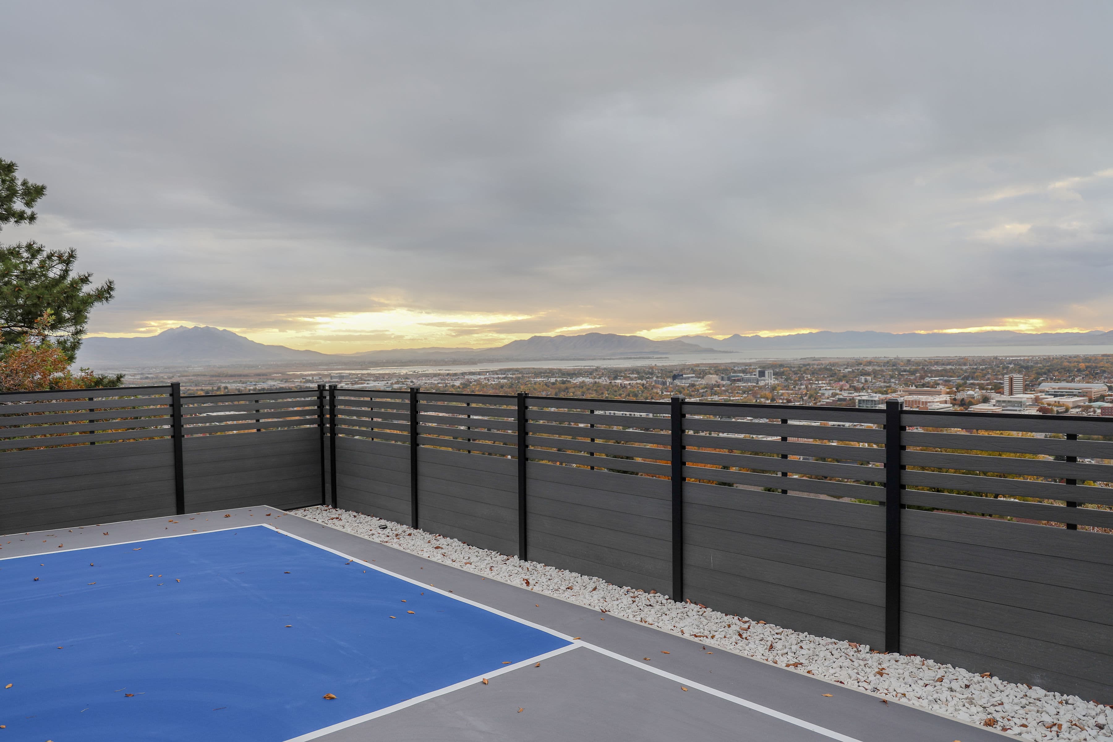 Composite fence on a hillside California property