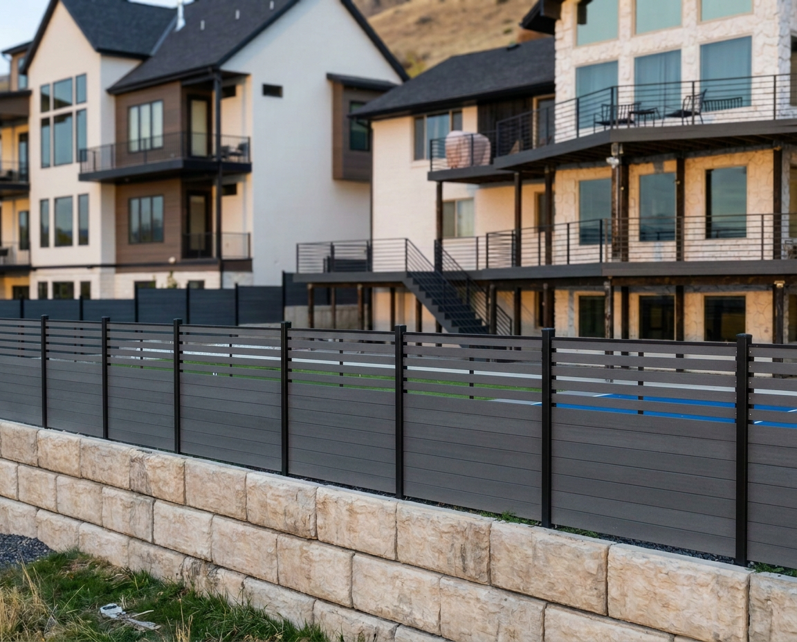 Harbor Slate Neighborhood Boundary Compoxen composite fence installation